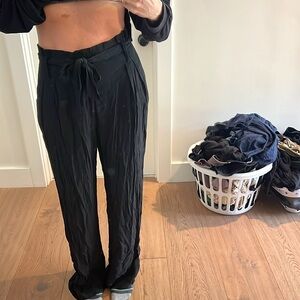 High waisted black tie pants size L brand Olivaceous